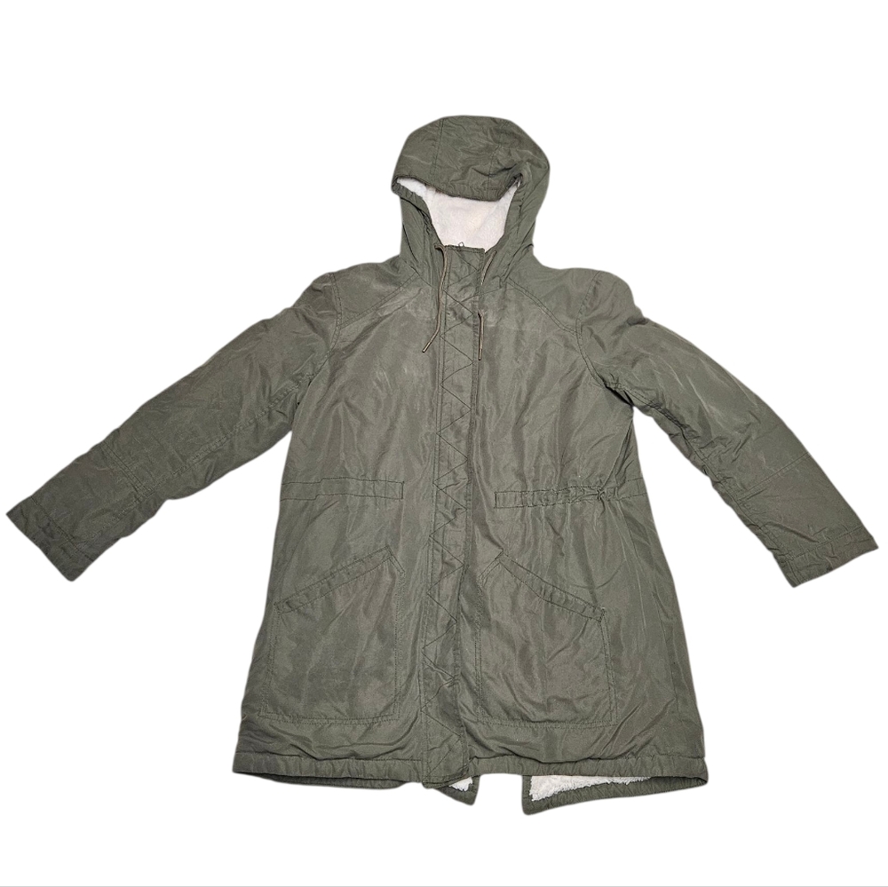 Old Navy Women’s Sherpa-Lined Hooded Parka Jacket Olive Green Size M